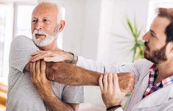 Patient getting a chiropractic shoulder adjustment at Neck, Back, Arm, Leg and Headache Pain Relief Clinic of Marin in San Rafael