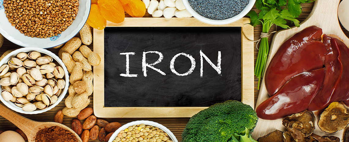 Image of iron rich foods, such as liver, dried beans, and nuts
