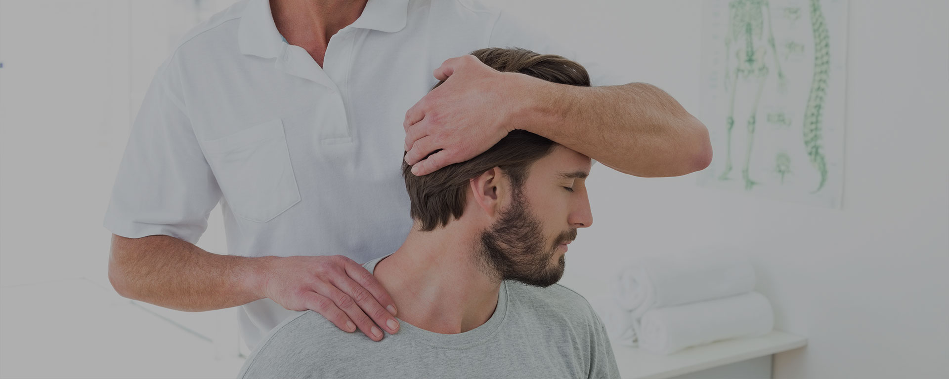 Male patient receiving neck adjustment for whiplash in San Rafael